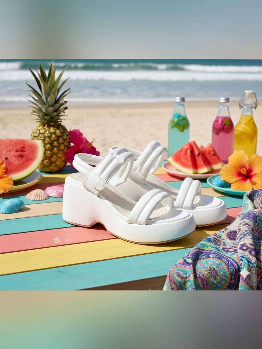 Rayanne By J. Adams White Platform Sandal Slides